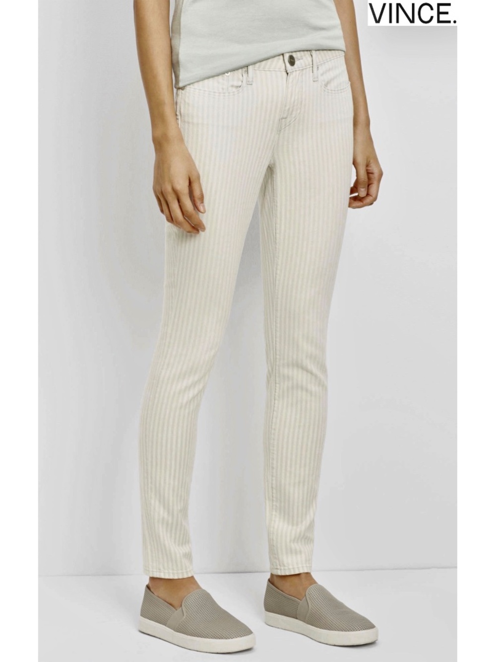 VINCE NWT RILEY STRIPED SKINNY REXFORD DRIVE JEAN. MADE IN USA. SIZE 24